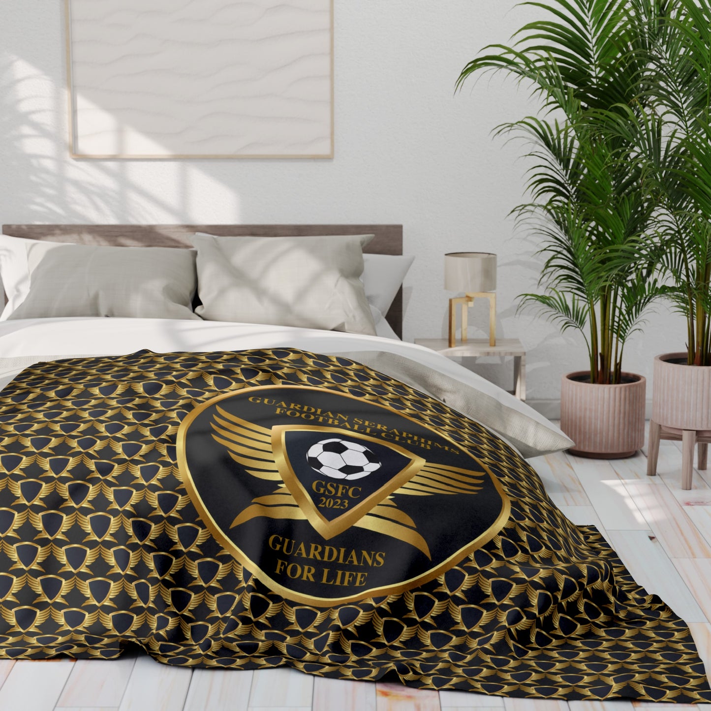 Arctic Fleece Blanket 3 Sizes, Guardian Seraphims FC Stadium Blankets, made for Graffeetti Footwear Co.