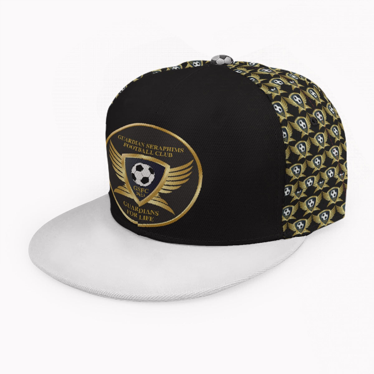 Baseball Cap, Gold Hat with Flat Brim for Guardian Seraphims by Graffeetti Footwear Co.