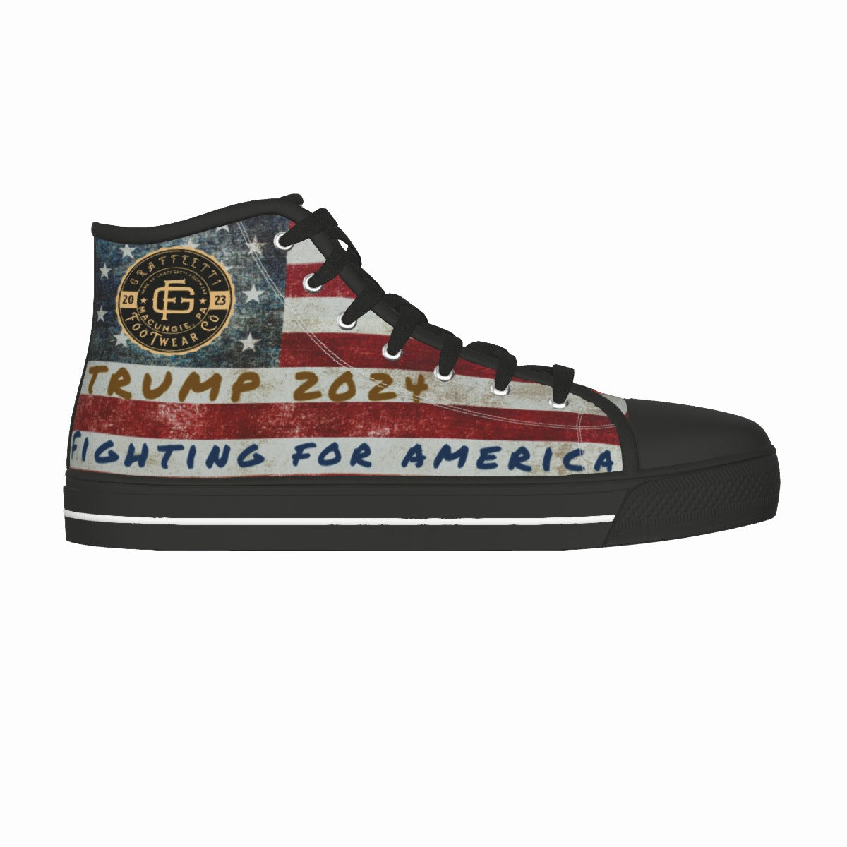 Converse Hi-Top Canvas Shoes, Black Soles, Converse Profile Sneakers, Donald J Trump  by Graffeetti Footwear Co.