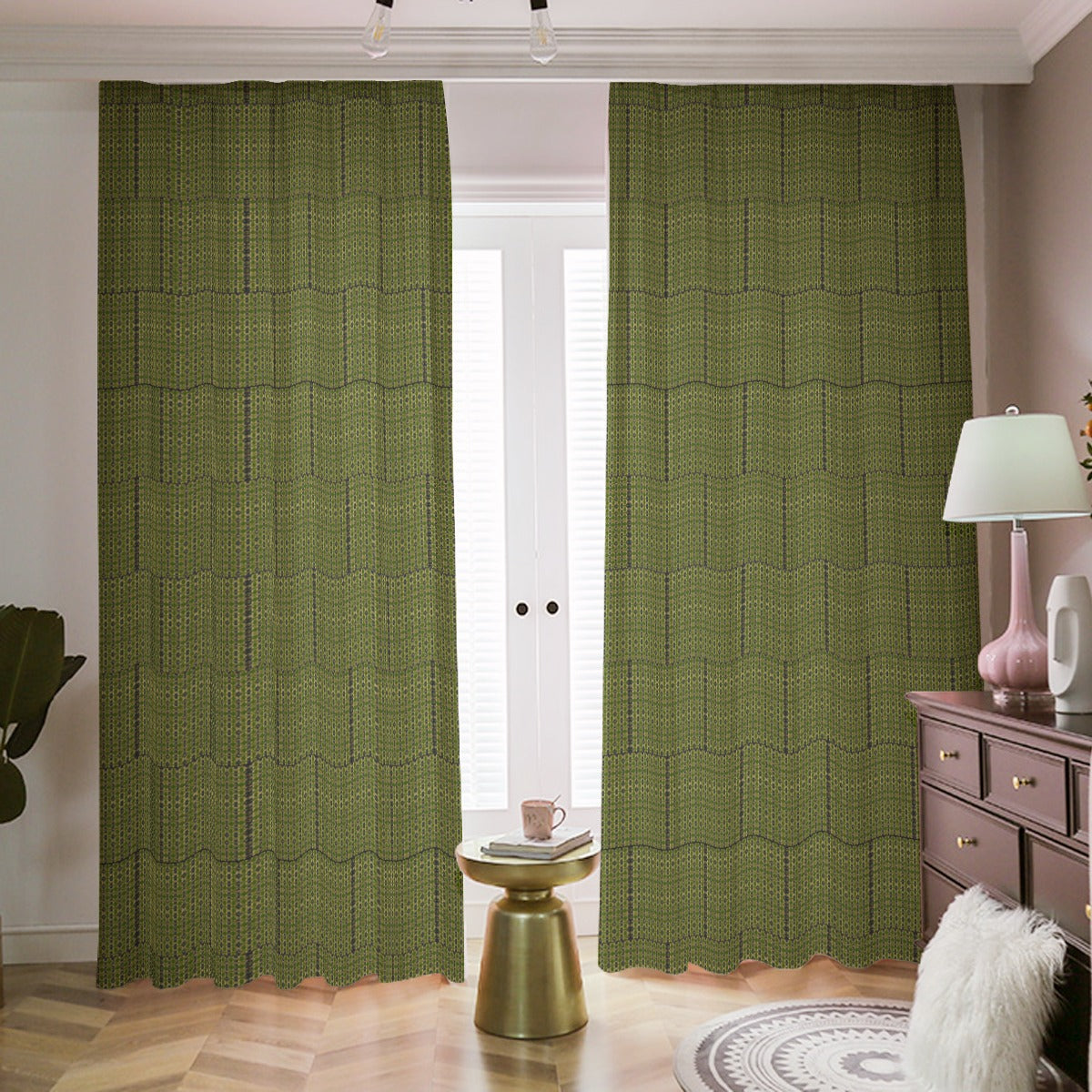 Blackout Curtains with Hooks | 265(gsm) Guardian Seraphim FC by Graffeetti Footwear in Green