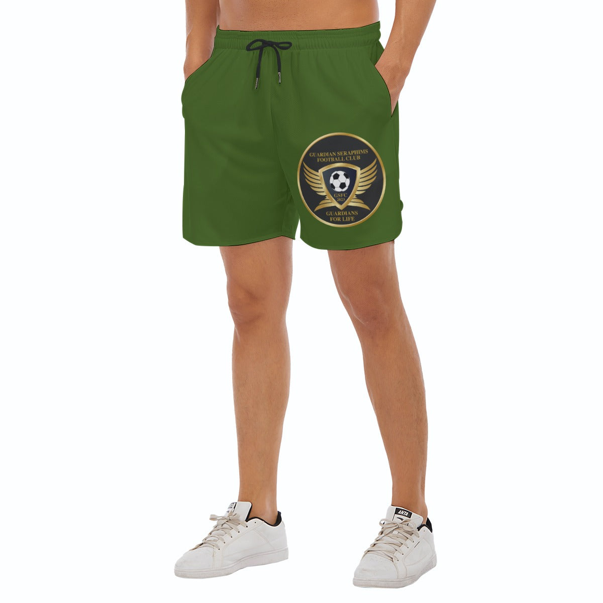 Running Shorts, Side Split, Men's Mesh Shorts, Guardian Seraphims FC, made by Graffeetti Footwear Co.