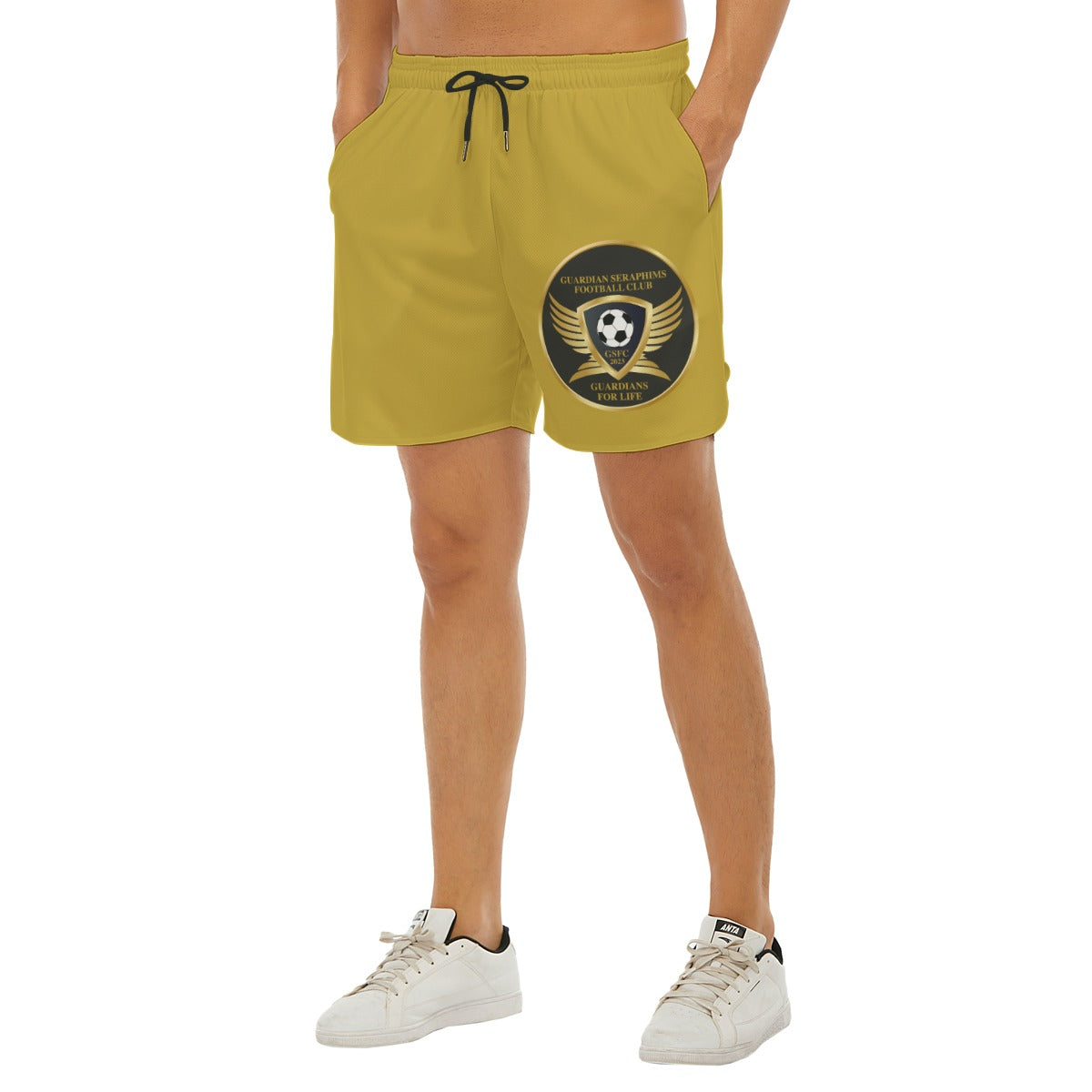 Running Shorts, Side Split, Men's Mesh Shorts, Guardian Seraphims FC, made by Graffeetti Footwear Co.