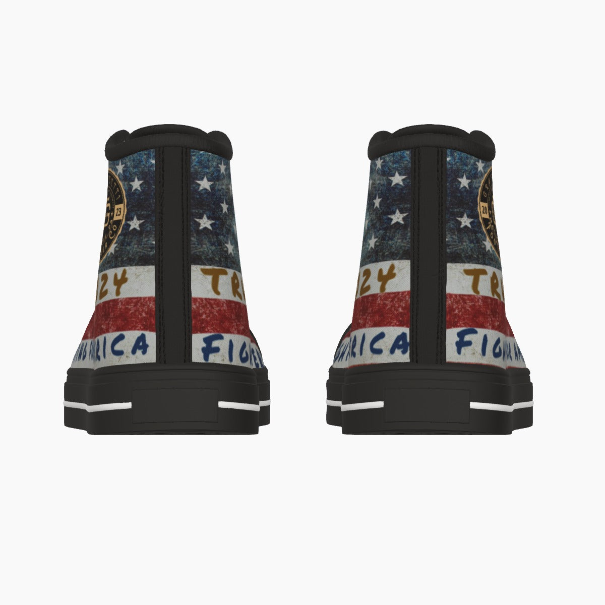 Converse Hi-Top Canvas Shoes, Black Soles, Converse Profile Sneakers, Donald J Trump  by Graffeetti Footwear Co.