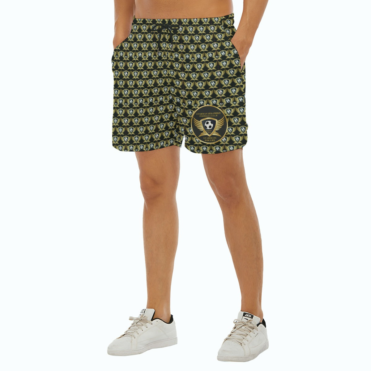 Running Shorts, Side Split, Men's Mesh Shorts, Guardian Seraphims FC, made by Graffeetti Footwear Co.