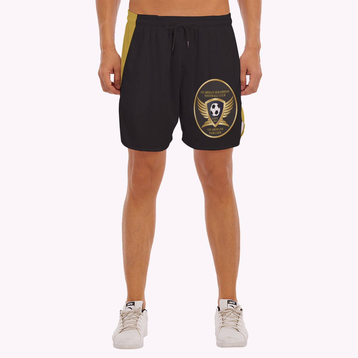 Running Shorts, Side Split, Men's Mesh Shorts, Guardian Seraphims FC, made by Graffeetti Footwear Co.