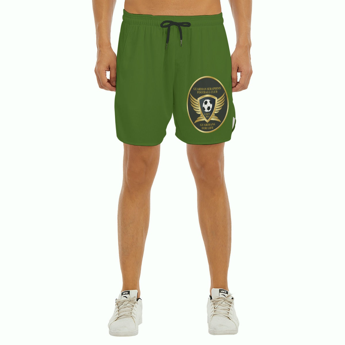 Running Shorts, Side Split, Men's Mesh Shorts, Guardian Seraphims FC, made by Graffeetti Footwear Co.