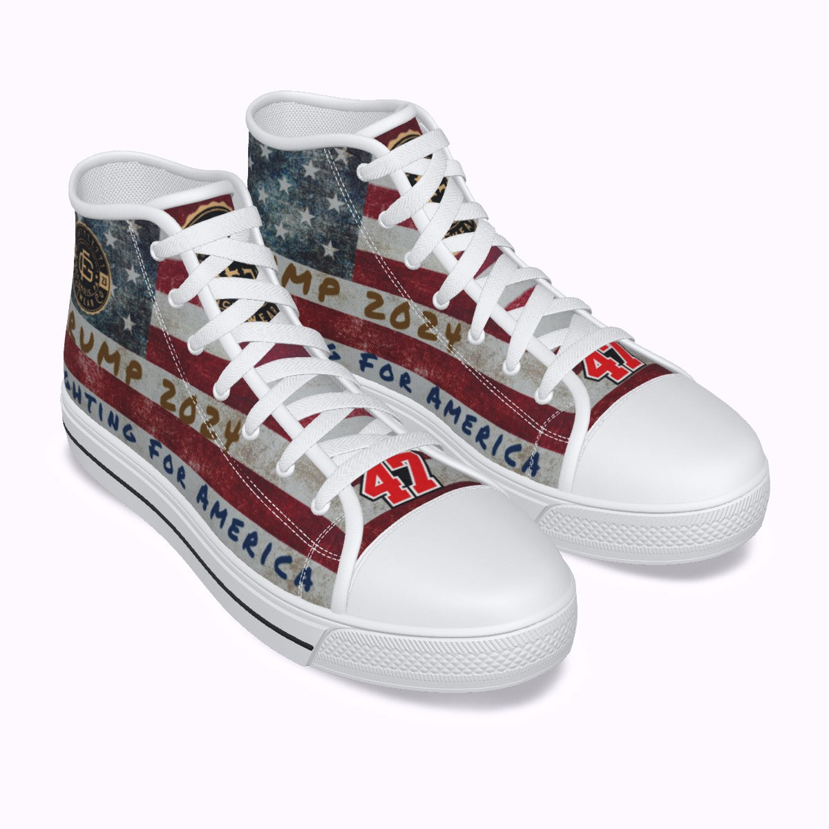 Converse Hi-Top Canvas Shoes, White Soles, Converse Profile Sneakers, Donald J Trump  by Graffeetti Footwear Co.