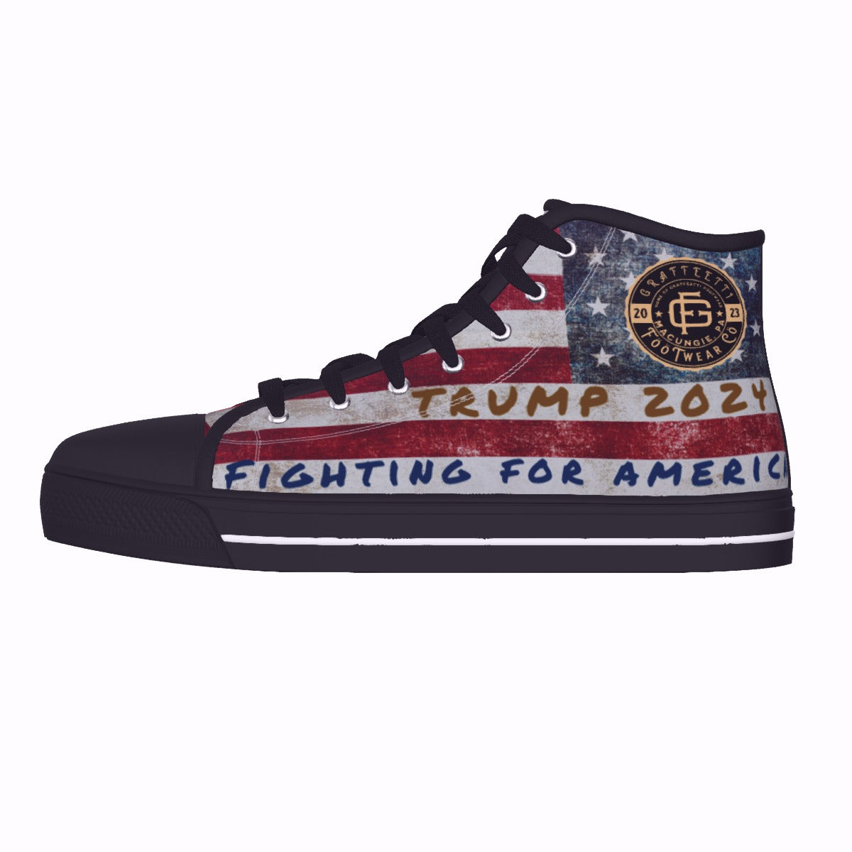 Converse Hi-Top Canvas Shoes, Black Soles, Converse Profile Sneakers, Donald J Trump  by Graffeetti Footwear Co.