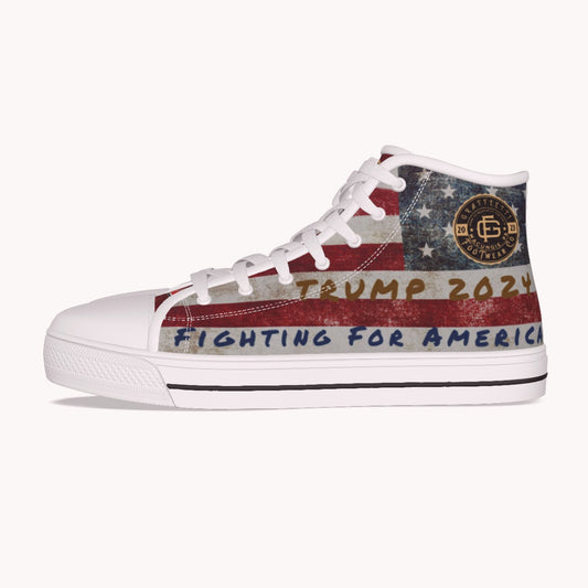 Converse Hi-Top Canvas Shoes, White Soles, Converse Profile Sneakers, Donald J Trump  by Graffeetti Footwear Co.