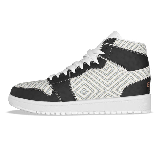 Jordon 1 High-tops PU Leather  Stitching Shoes by Graffeetti Footwear Co.