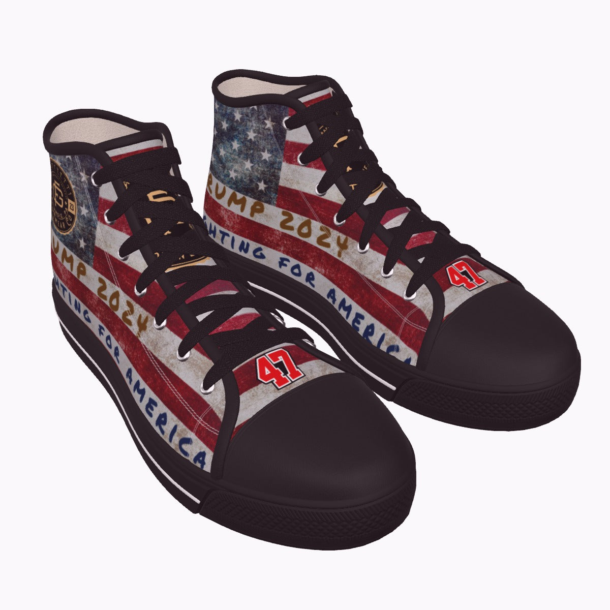 Converse Hi-Top Canvas Shoes, Black Soles, Converse Profile Sneakers, Donald J Trump  by Graffeetti Footwear Co.