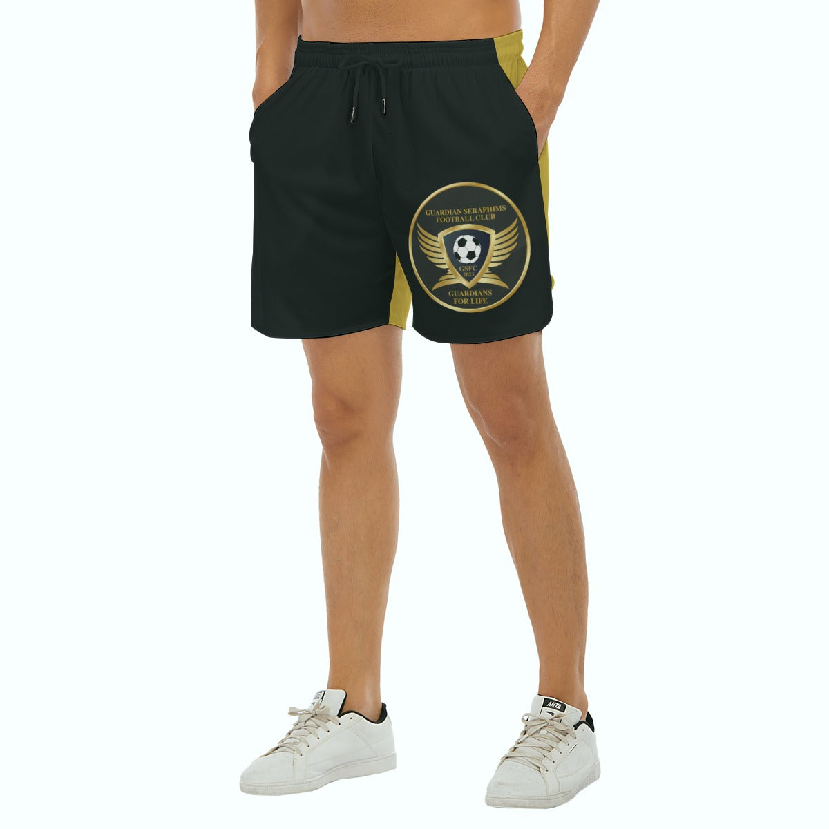 Running Shorts, Side Split, Men's Mesh Shorts, Guardian Seraphims FC, made by Graffeetti Footwear Co.