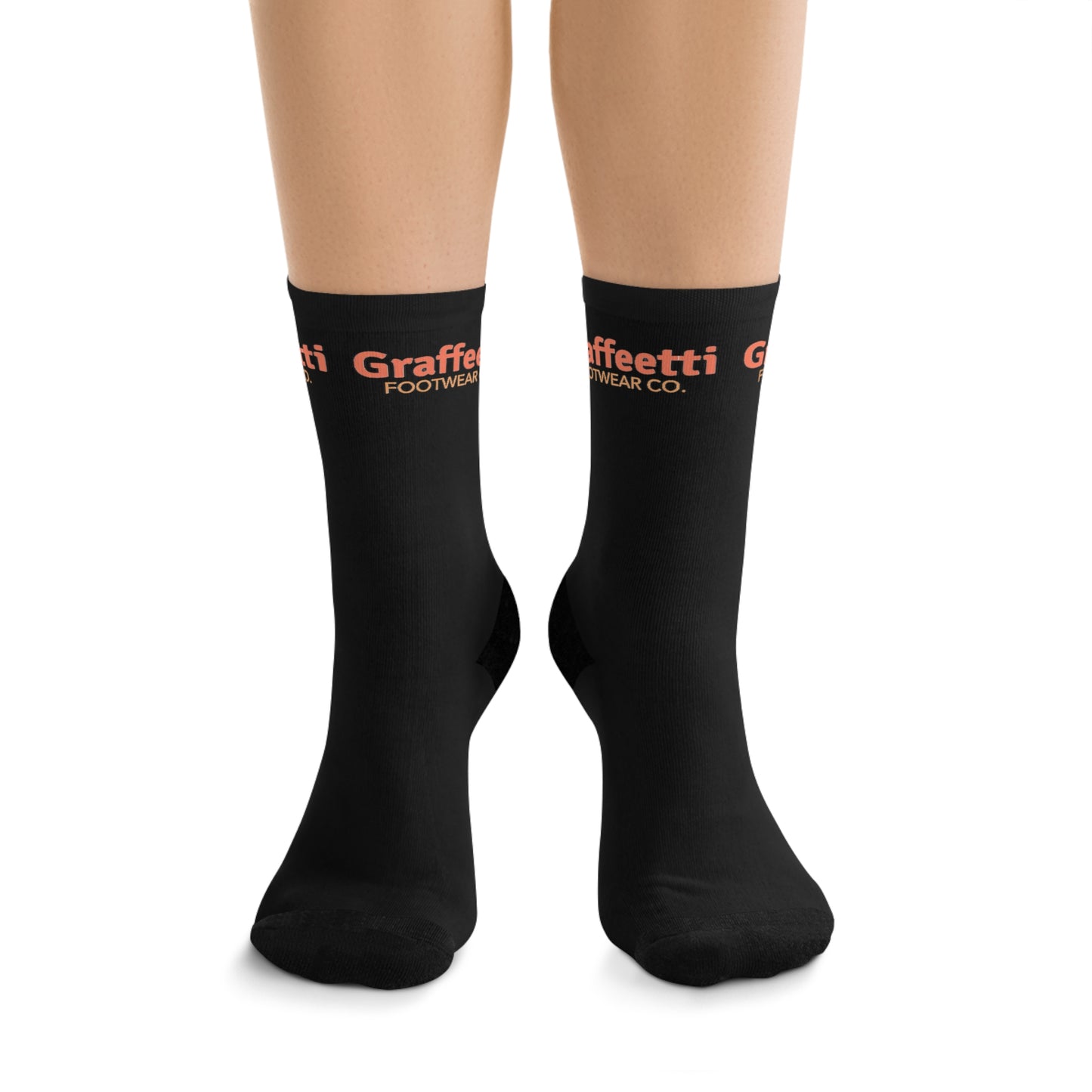 Socks, Recycled Poly Socks, by Graffeetti Footwear Signature Mid Size Compression Socks, Universal Gender., FREE SHIPPING, ECO-Friendly Sock