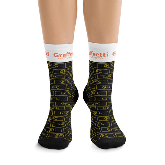 Socks, Recycled Poly Socks, by Graffeetti Footwear Signature Mid Size Compression Socks, Universal Gender., FREE SHIPPING, ECO-Friendly Sock