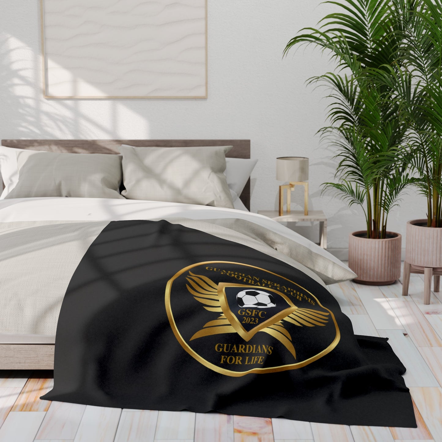 Arctic Fleece Blanket 3 Sizes, Guardian Seraphims FC Stadium Blankets, made for Graffeetti Footwear Co.