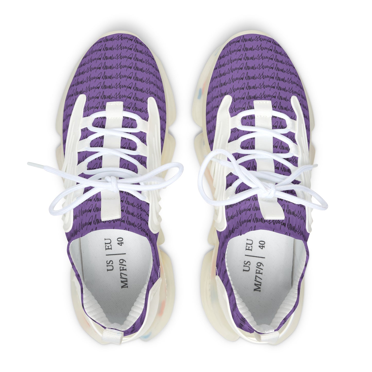 Donald J Trump, Signature Collection, New 2023 Design Purple Women's Mesh Sneakers