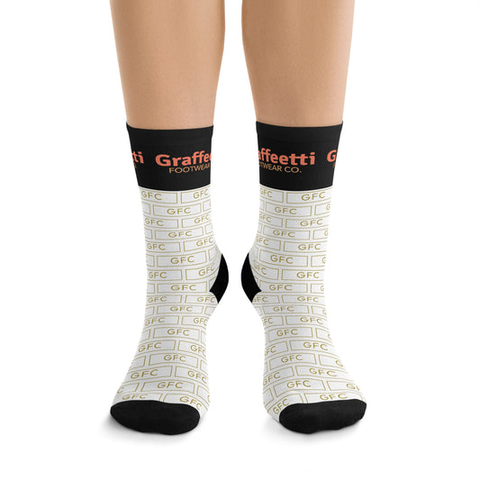 Socks, Recycled Poly Socks, by Graffeetti Footwear Signature Mid Size Compression Socks, Universal Gender., FREE SHIPPING, ECO-Friendly Sock