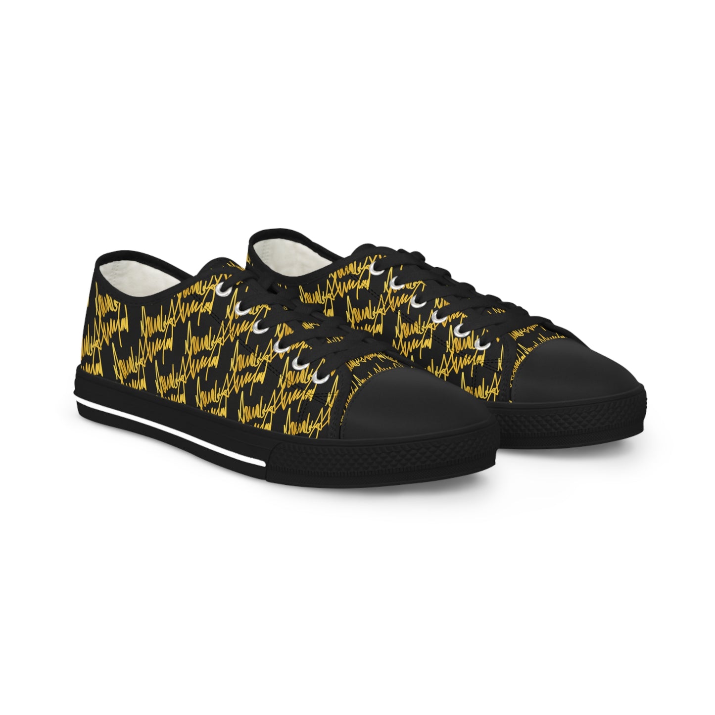 Donald J Trump, Signature Collection, New 2023 Design, Black/Gold Men's Low Top Sneakers