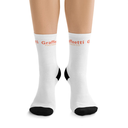 Socks, Recycled Poly Socks, by Graffeetti Footwear Signature Mid Size Compression Socks, Universal Gender., FREE SHIPPING, ECO-Friendly Sock