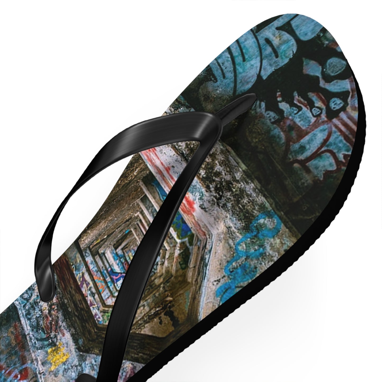 Flip Flops, with Printed Cloth Platform, by Graffeetti Footwear Co., Unisex Thongs